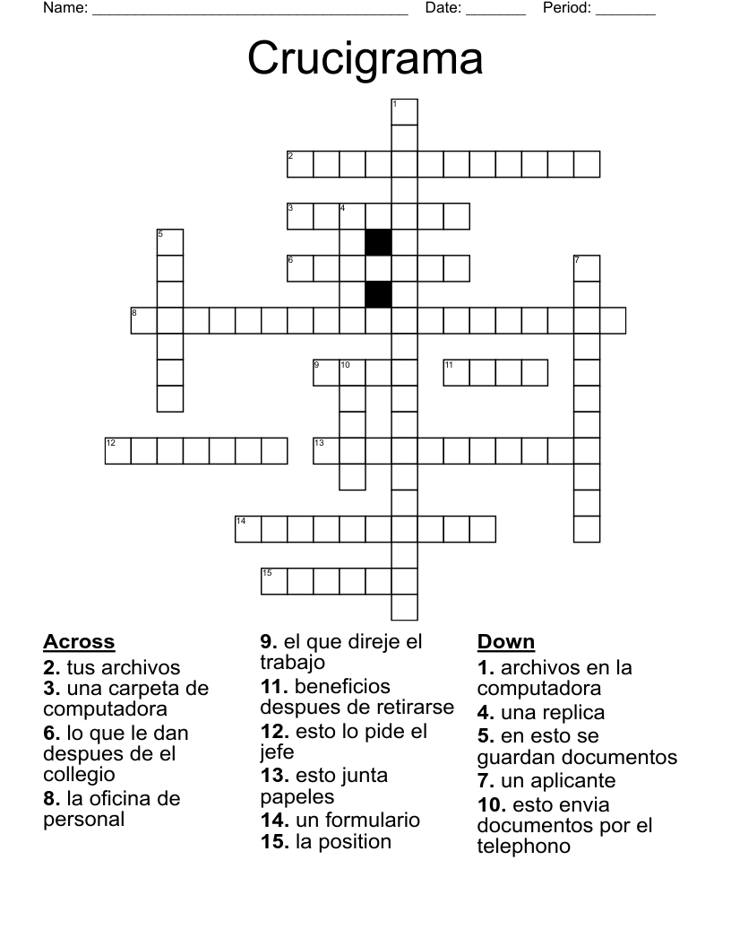 Crucigrama Crossword