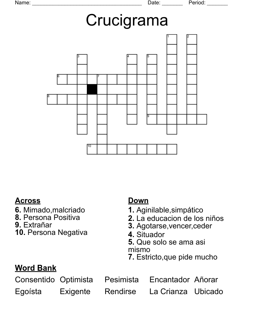 Crucigrama Crossword