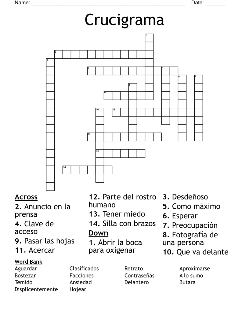 Crucigrama Crossword