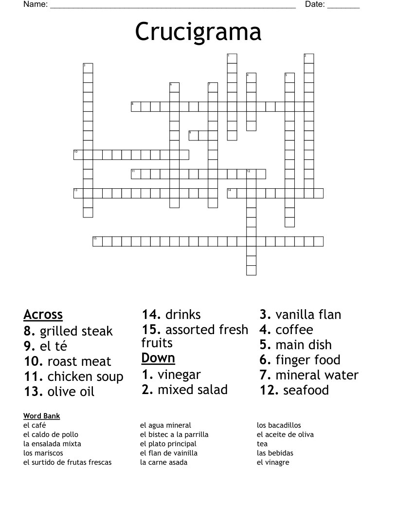 Crucigrama Crossword