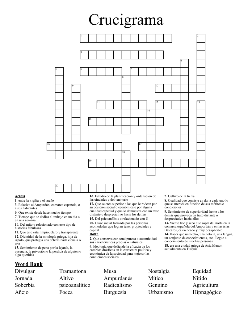 Crucigrama Crossword