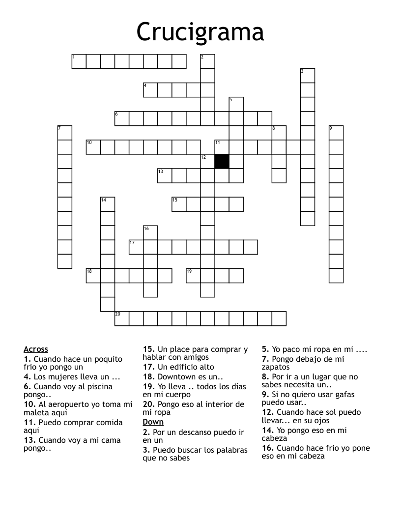 Crucigrama Crossword