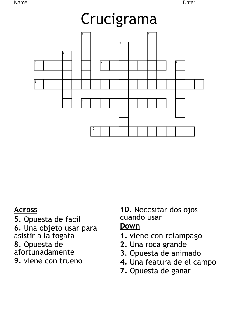 Crucigrama Crossword