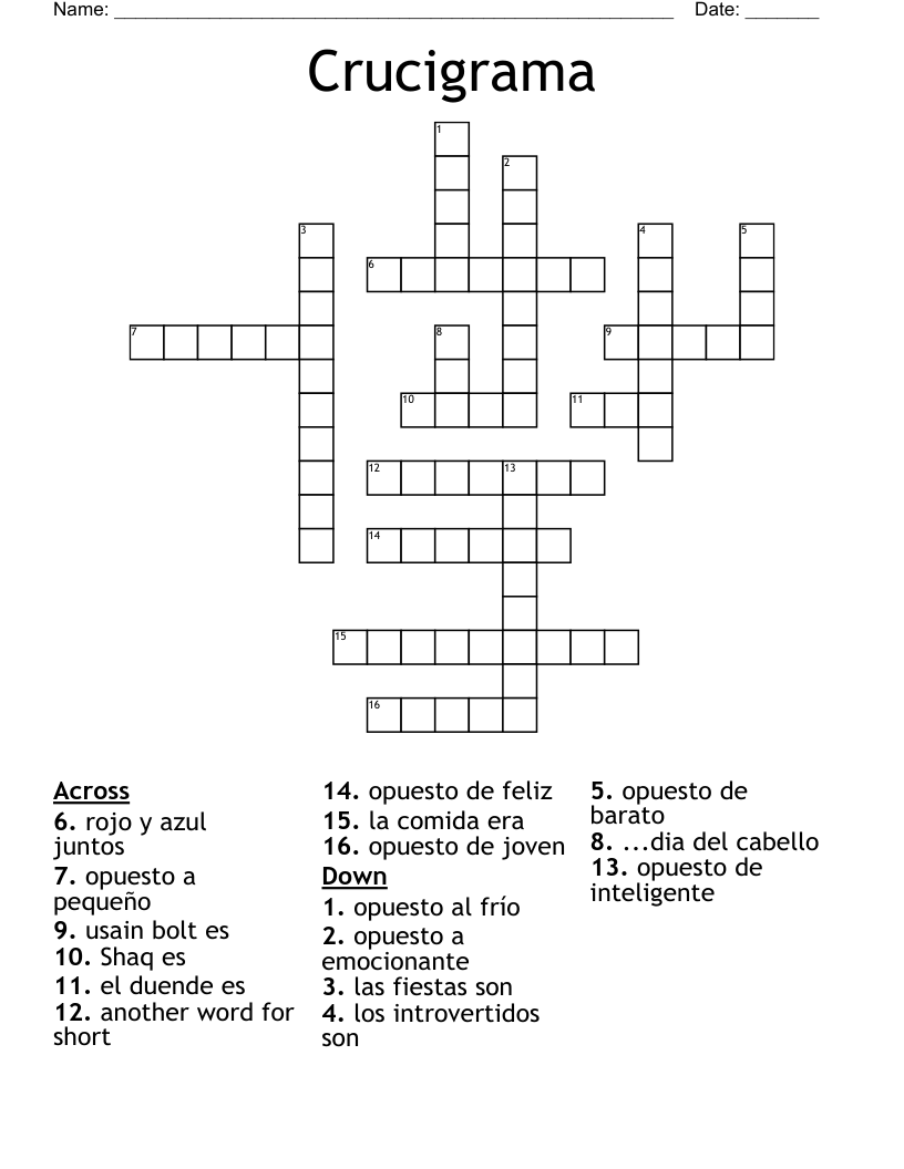 Crucigrama Crossword