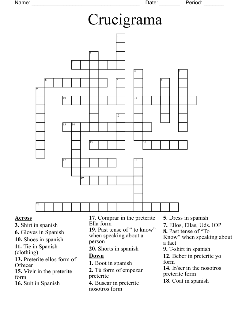 Crucigrama Crossword
