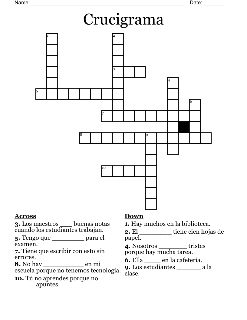 Crucigrama Crossword