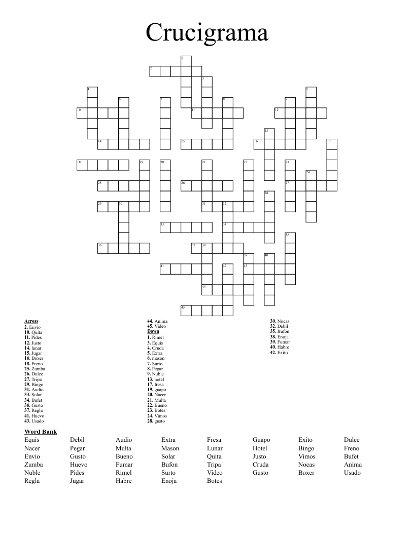 Crucigrama Crossword