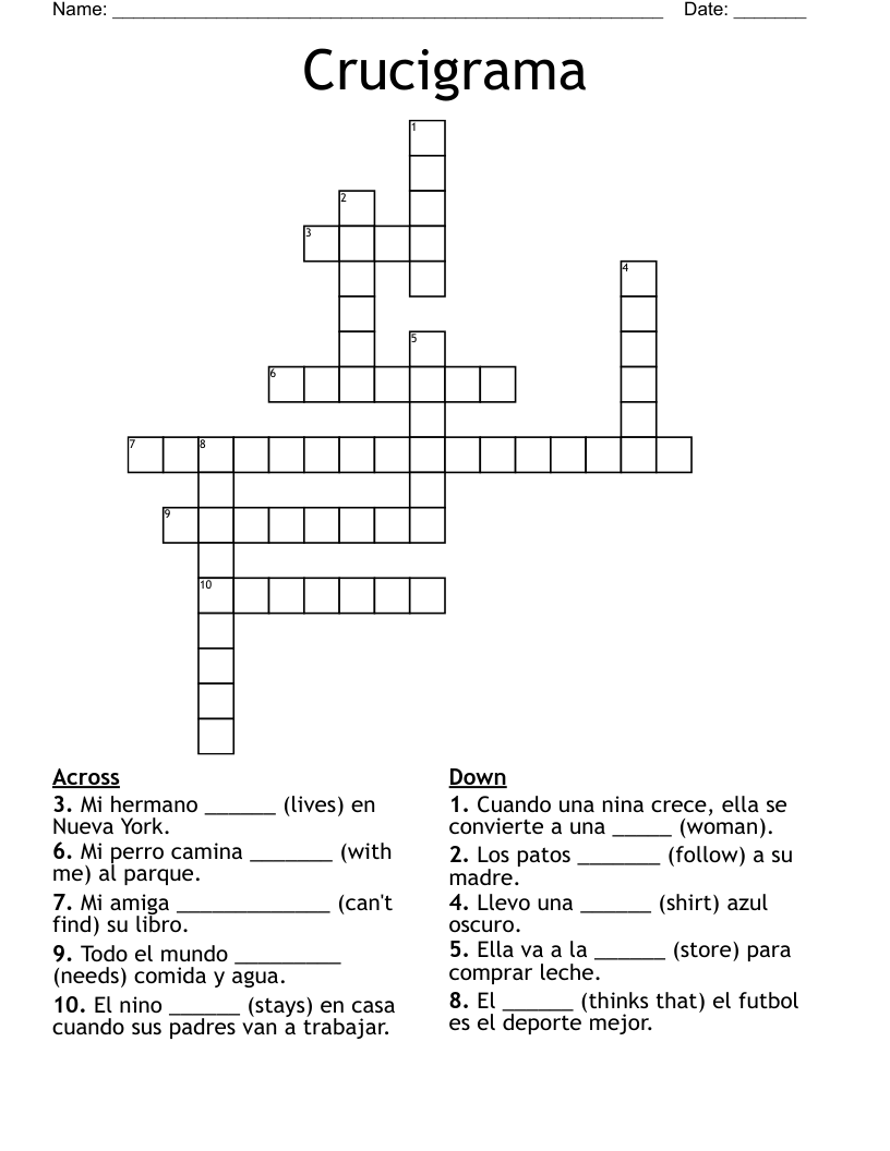Crucigrama Crossword