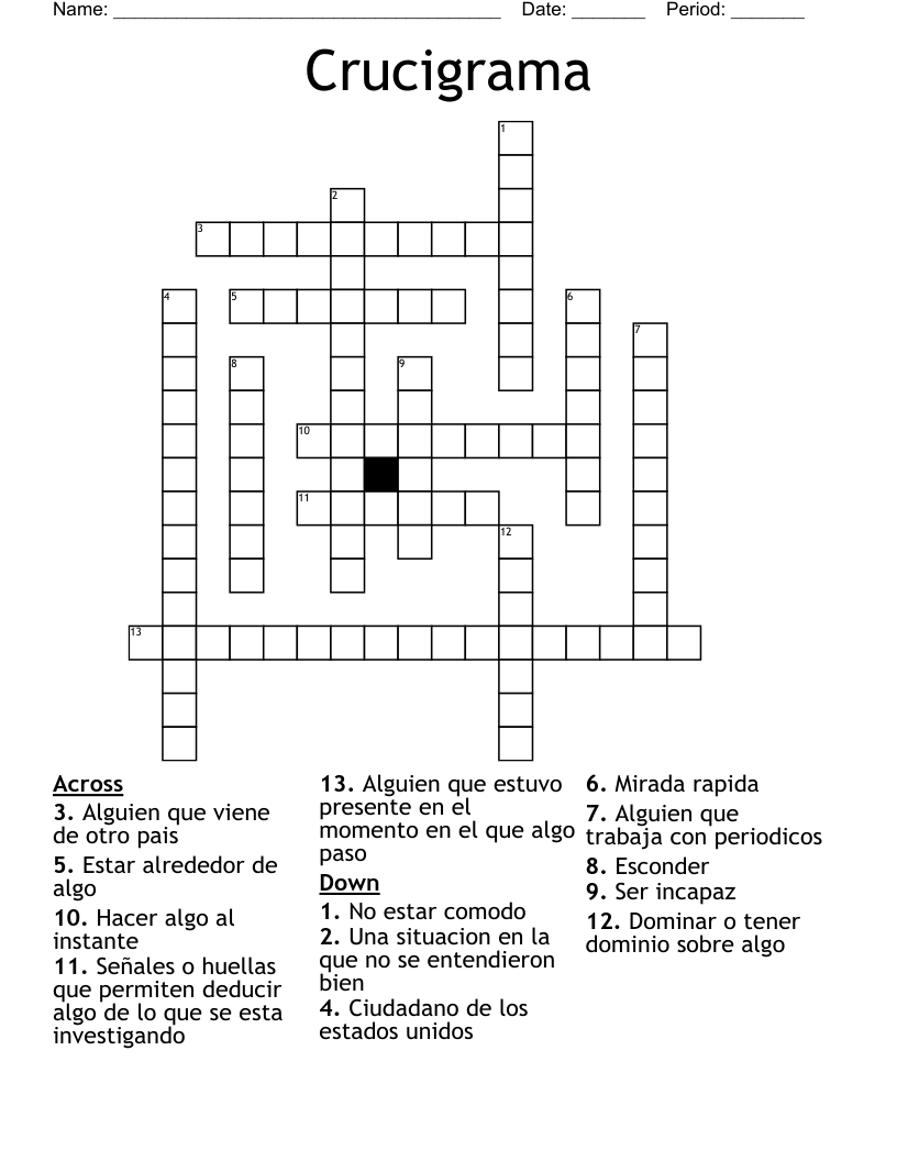 Crucigrama Crossword