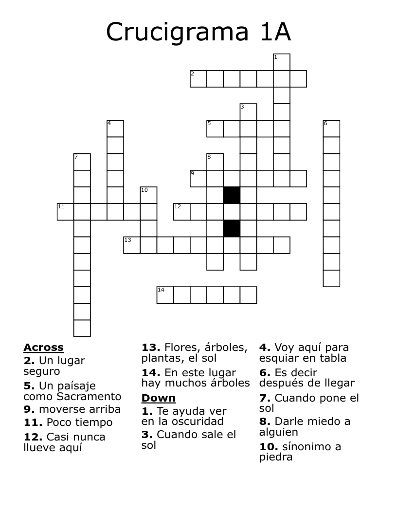 Crucigrama 1A Crossword