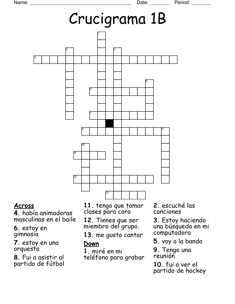 Crucigrama 1B Crossword