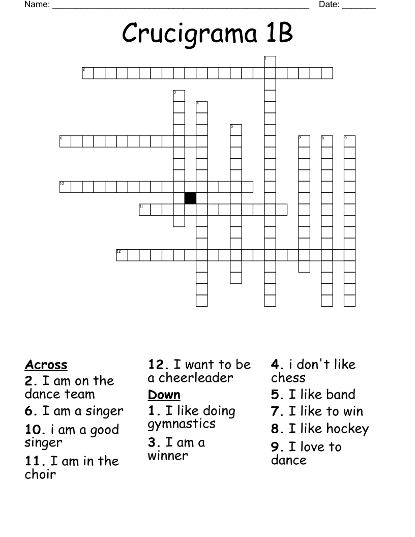 Crucigrama 1B Crossword