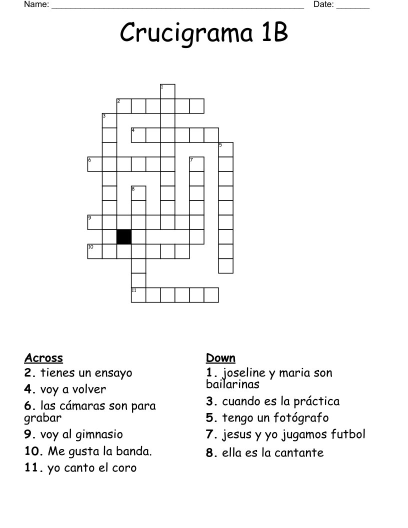 Crucigrama 1B Crossword