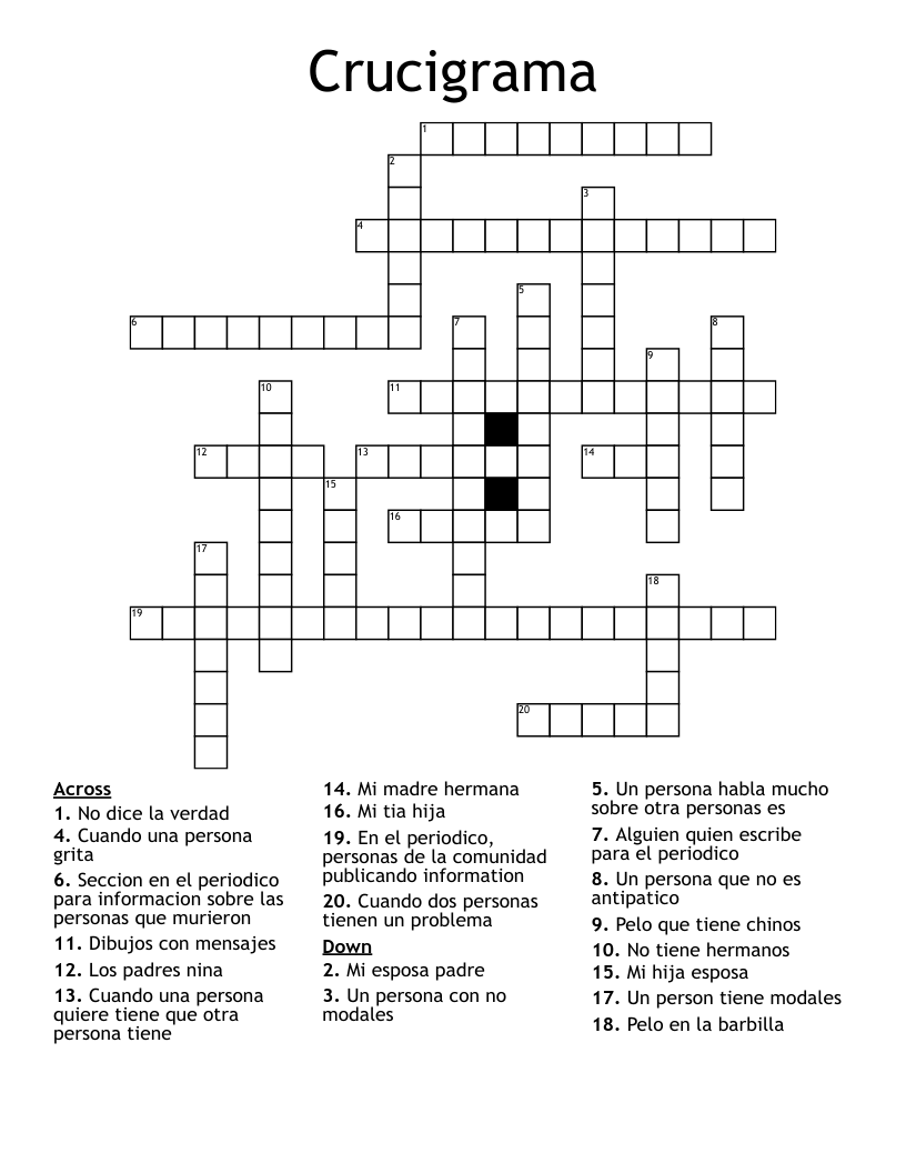 Crucigrama Crossword