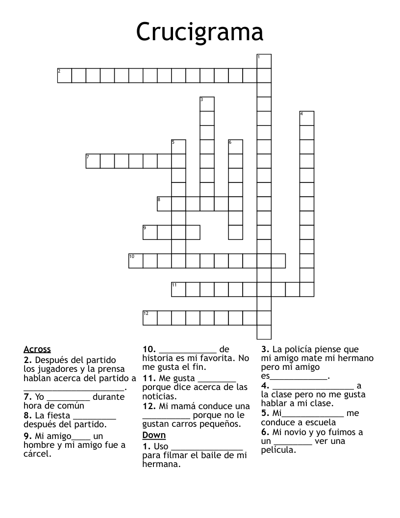 Crucigrama Crossword