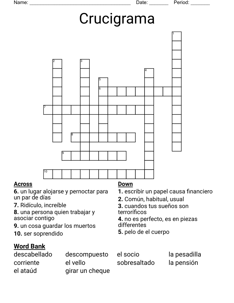 Crucigrama Crossword
