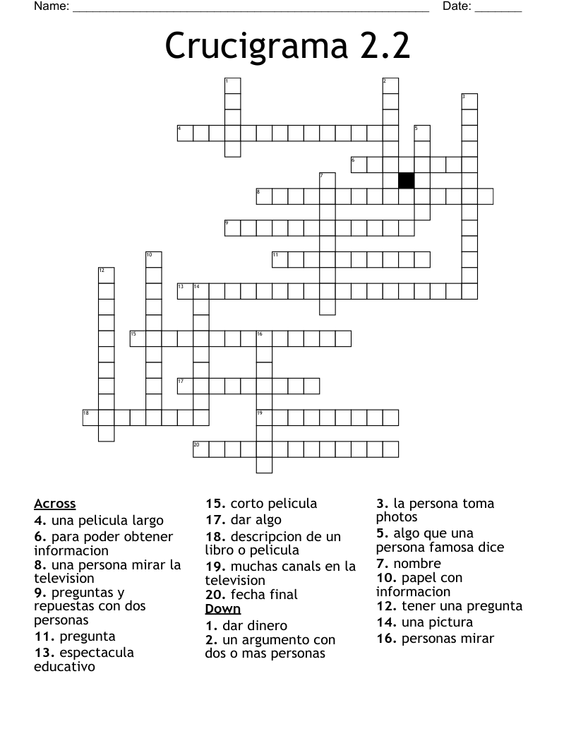Crucigrama 2.2 Crossword