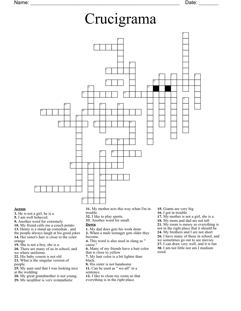 Crucigrama Crossword
