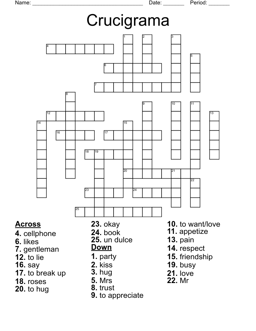 Crucigrama Crossword