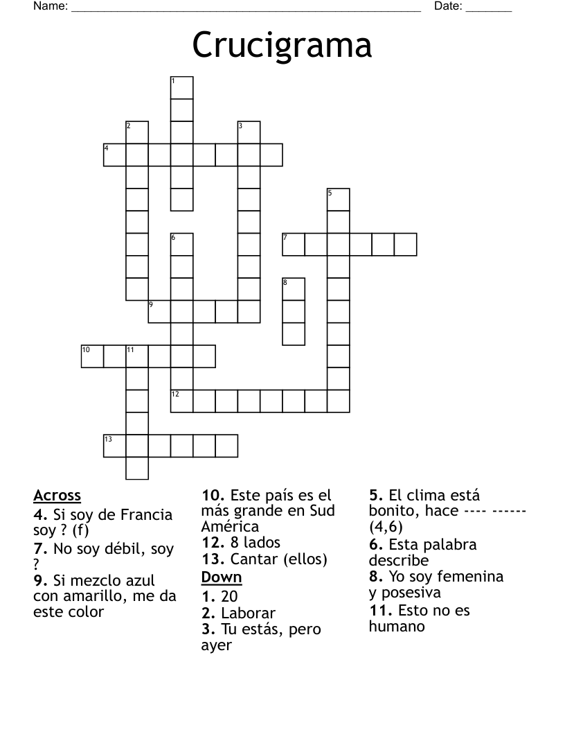 Crucigrama Crossword