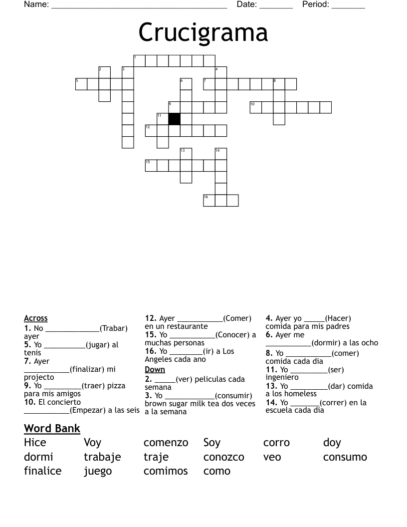 Crucigrama Crossword