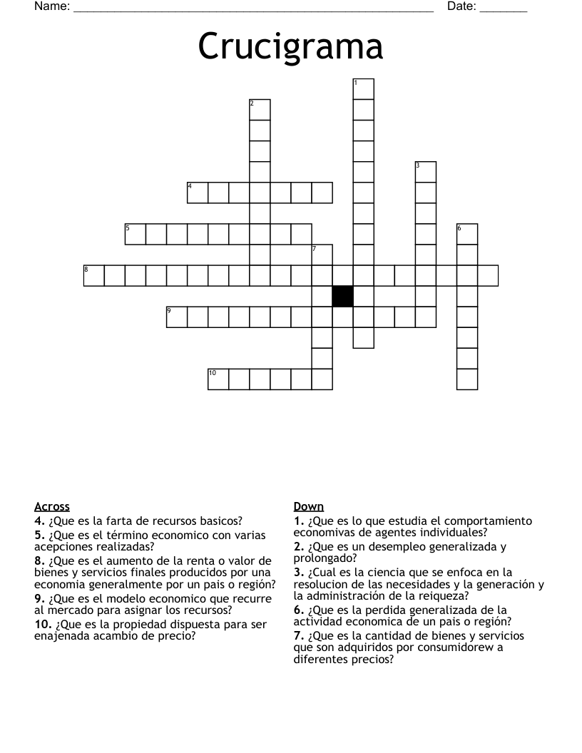 Crucigrama Crossword