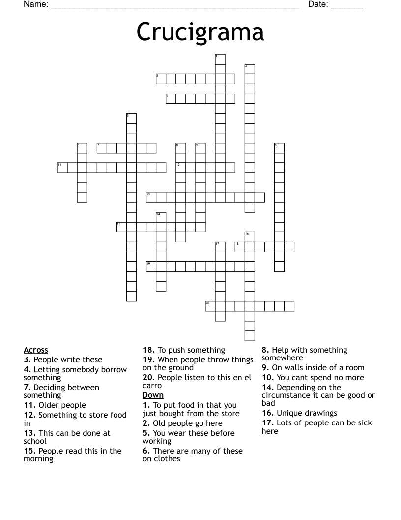 Crucigrama Crossword