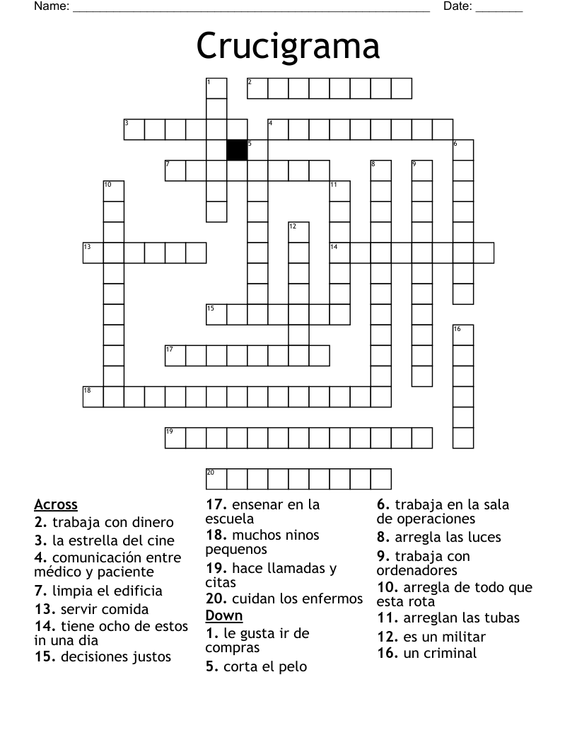 Crucigrama Crossword