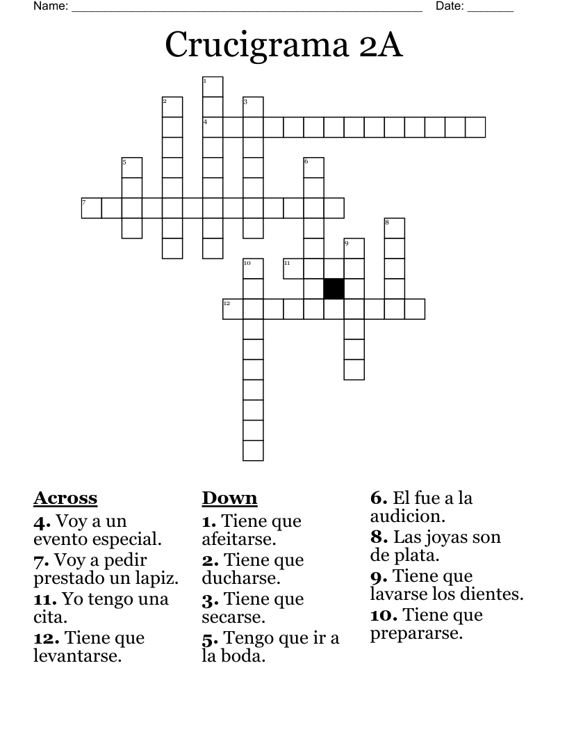 Crucigrama 2A Crossword