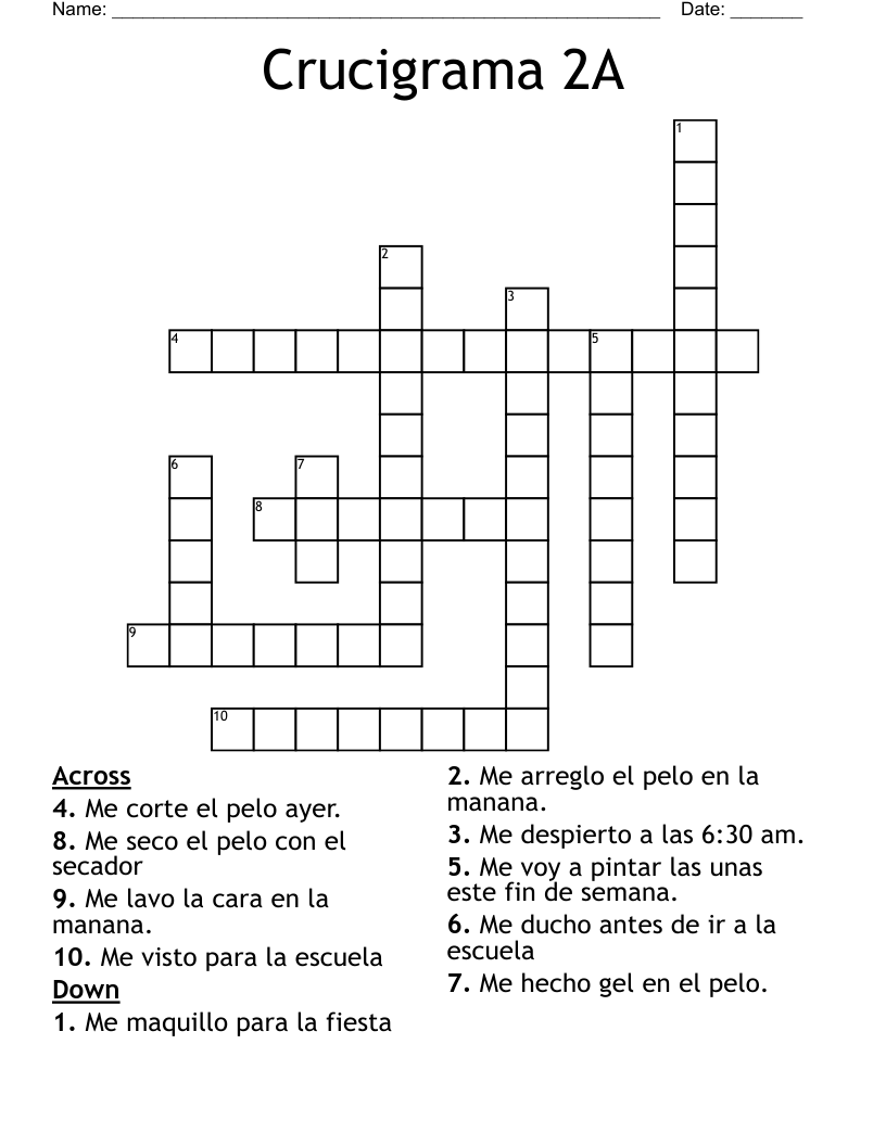 Crucigrama 2A Crossword