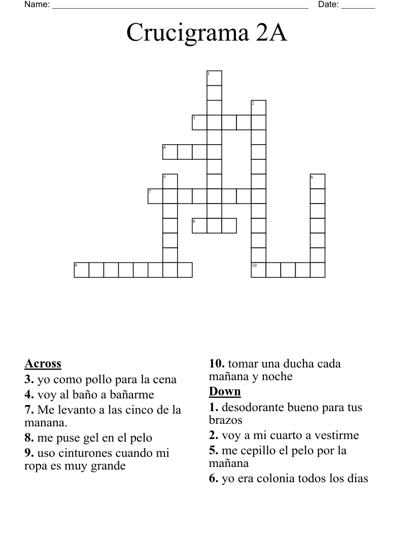 Crucigrama 2A Crossword