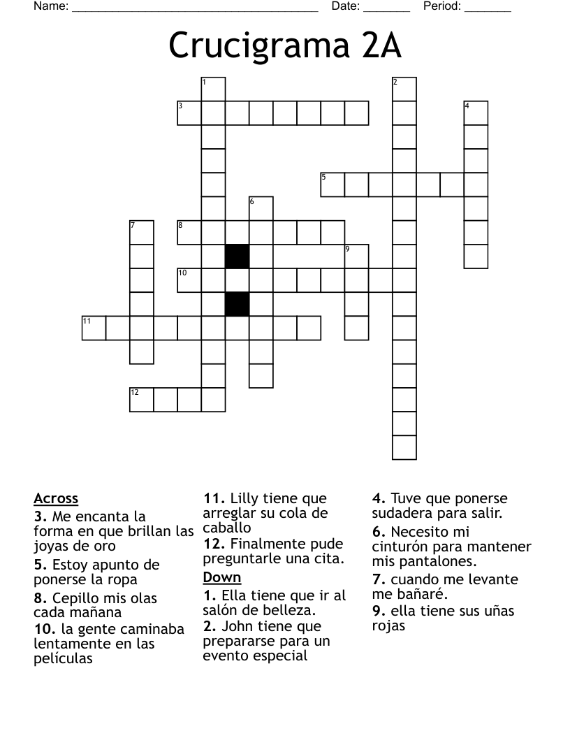 Crucigrama 2A Crossword