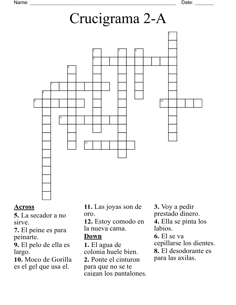 Crucigrama 2-A Crossword