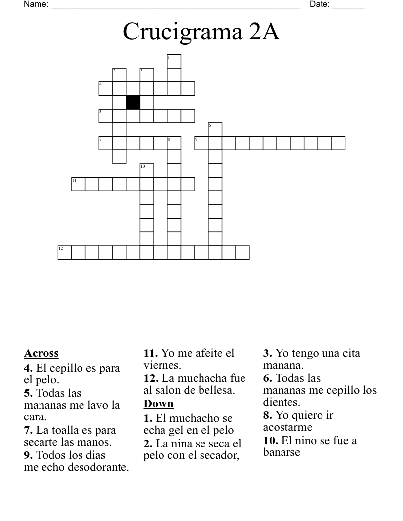 Crucigrama 2A Crossword
