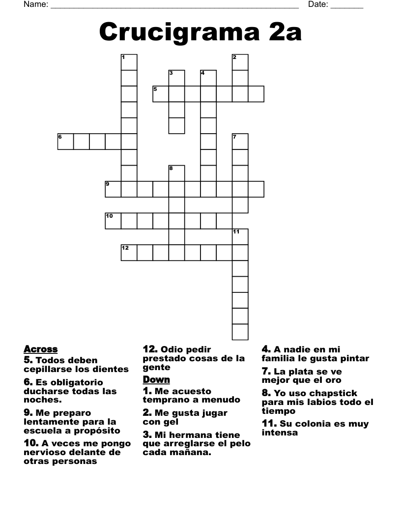 Crucigrama 2a Crossword