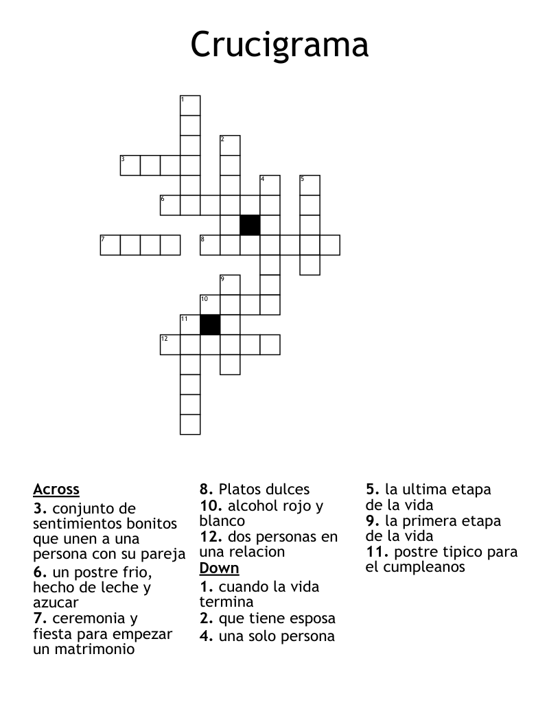 Crucigrama Crossword