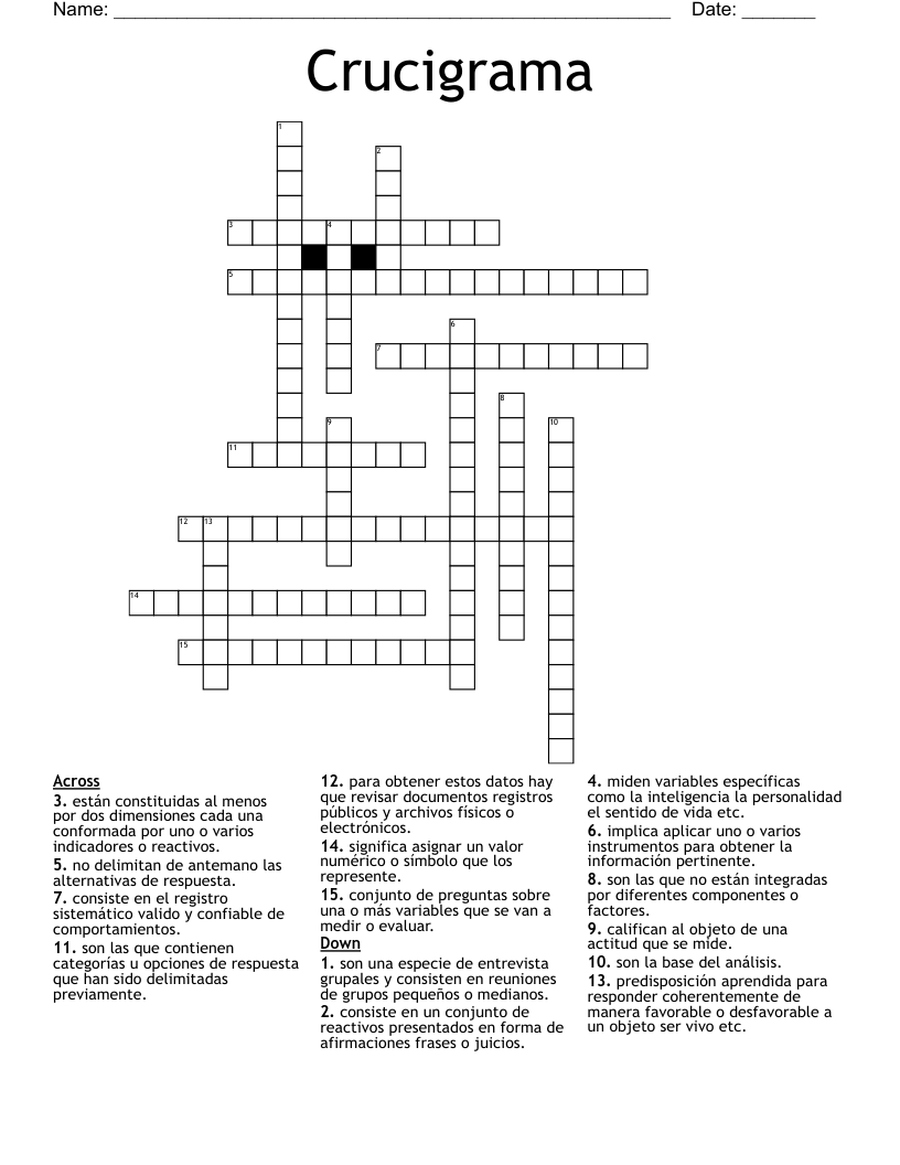 Crucigrama Crossword