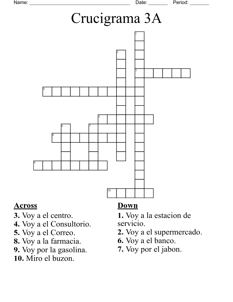 Crucigrama 3A Crossword