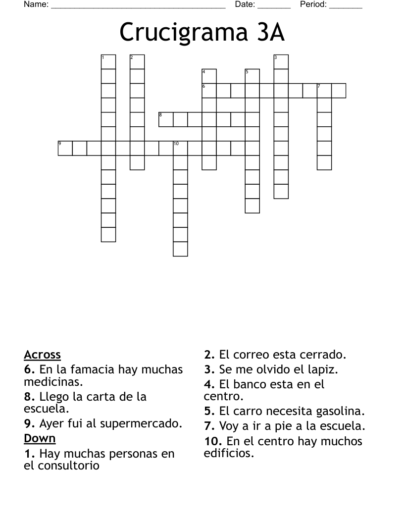 Crucigrama 3A Crossword
