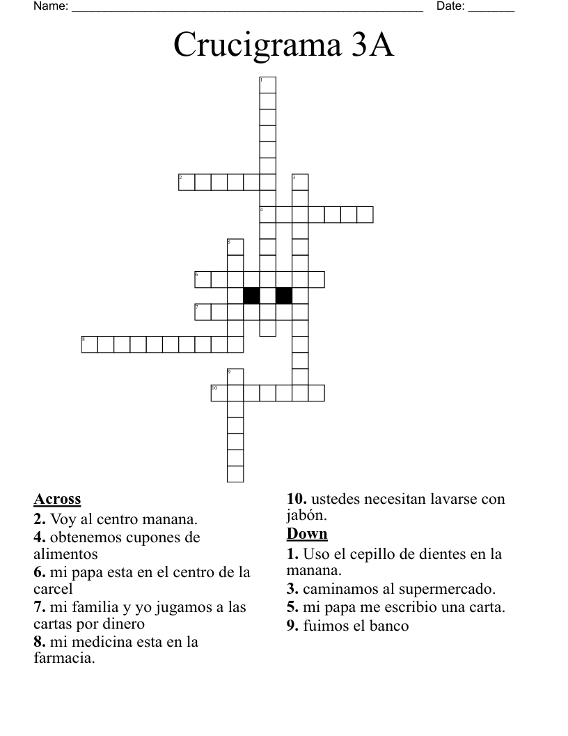 Crucigrama 3A Crossword