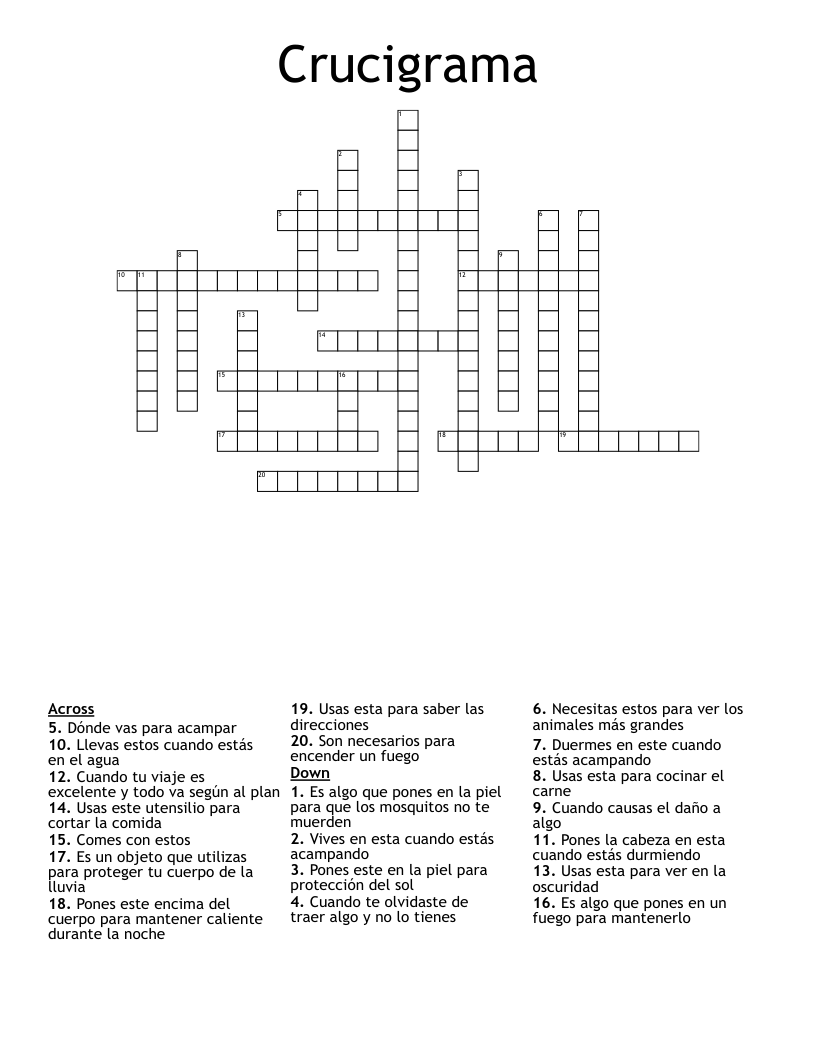 Crucigrama Crossword