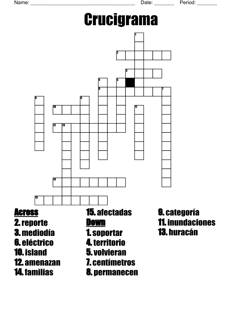 Crucigrama Crossword
