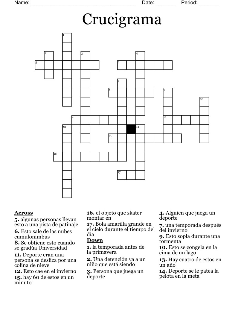Crucigrama Crossword