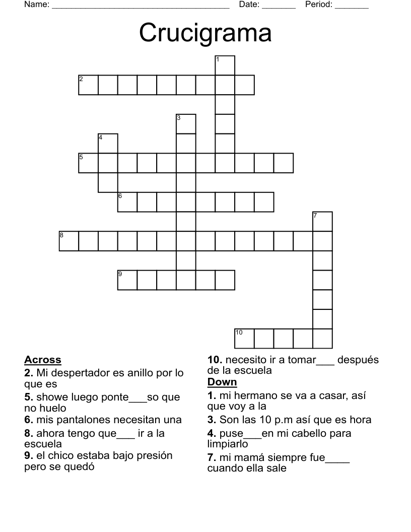 Crucigrama Crossword
