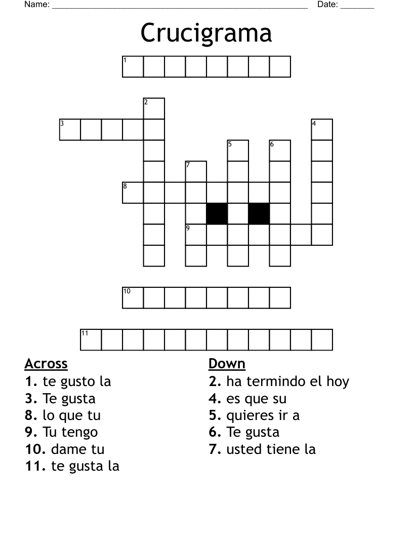 Crucigrama Crossword