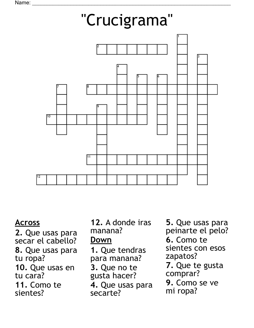 "Crucigrama" Crossword
