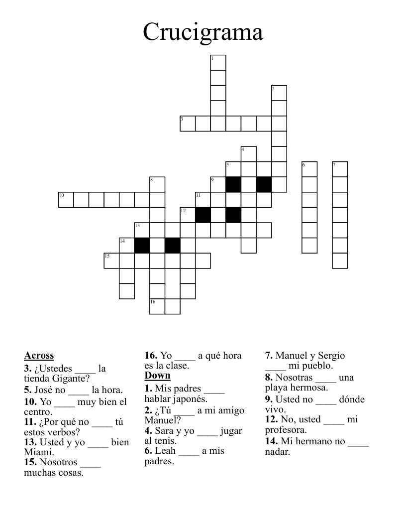 Crucigrama Crossword