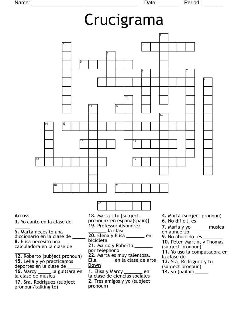 Crucigrama Crossword