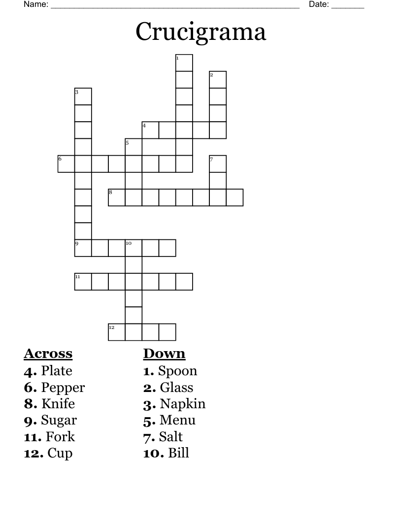 Crucigrama Crossword