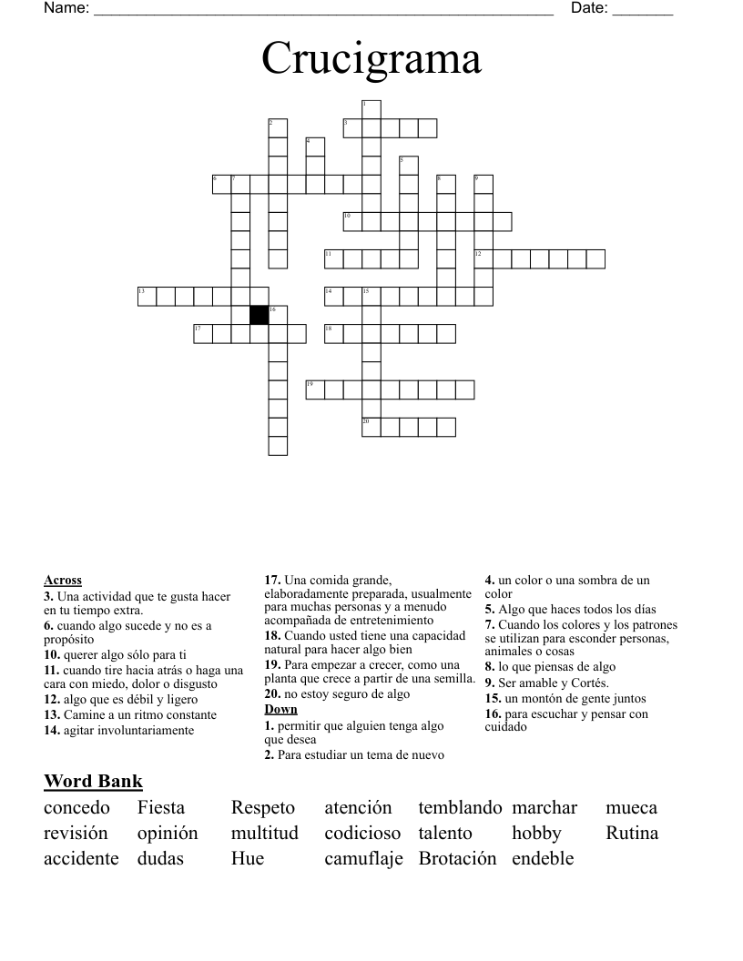Crucigrama Crossword